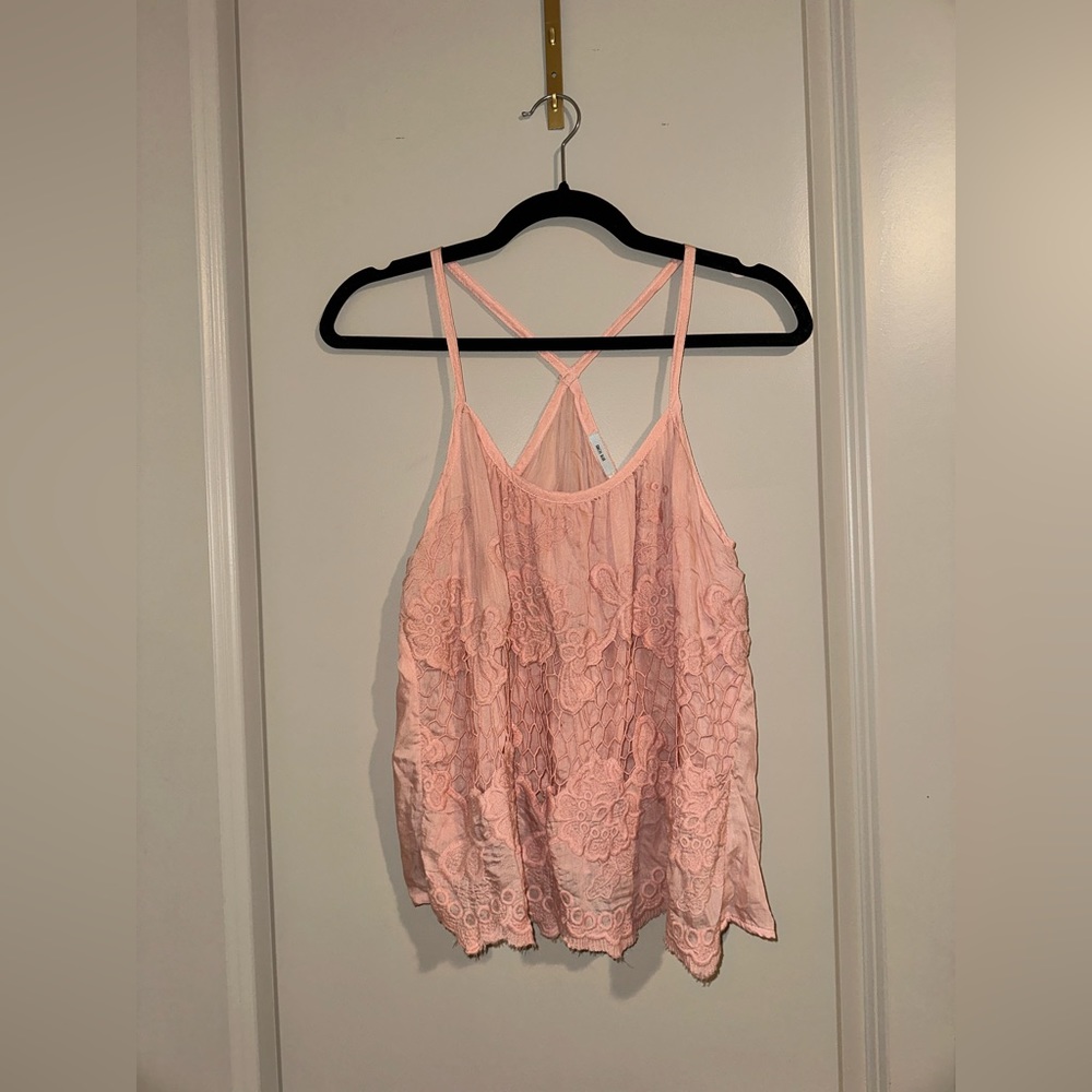 Light pink floral textured top